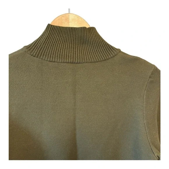 Anthropologie Knitted Knotted Olive Green MockNeck Abstract Floral Sweater sz M - Picture 8 of 16